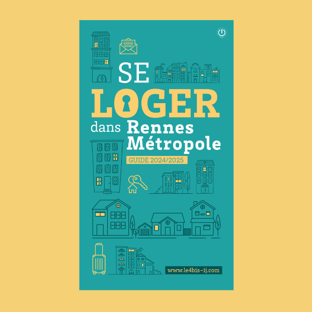 Image du guide "Se Loger dans Rennes Métropole 2024 - 2025" sur fond jaune