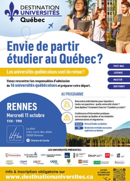 16 universités québécoises vous donnent RDV à Rennes!